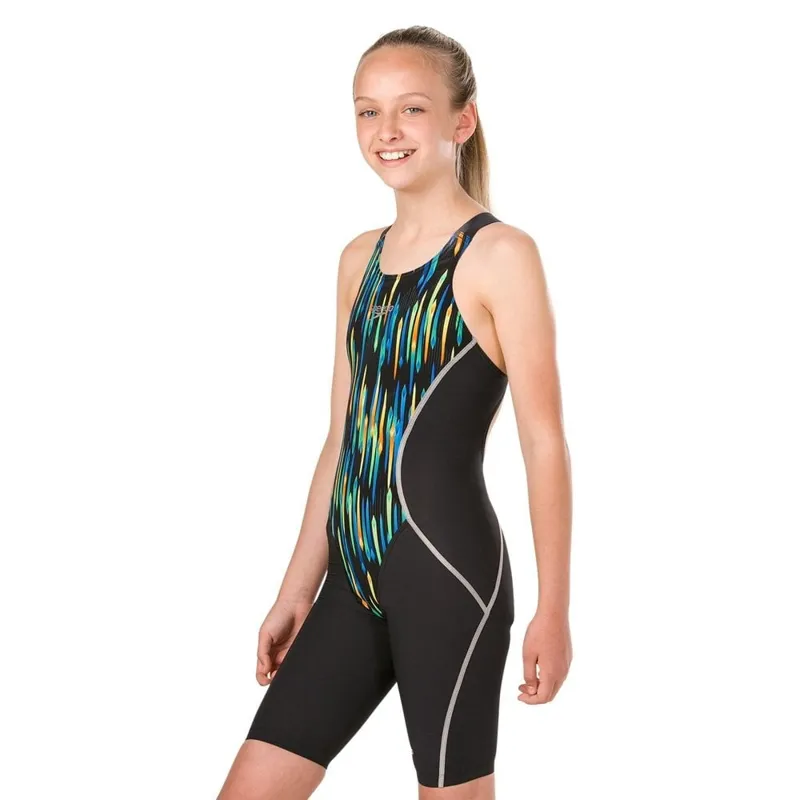 Speedo Fastskin Junior LZR Racer X Openback Kneeskin Black/Blue 30-1